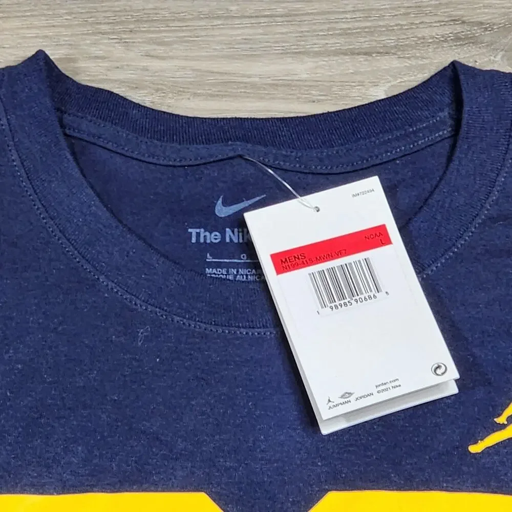 Michigan Wolverines T-Shirt Men's Large Navy Jordan Short Sleeve New